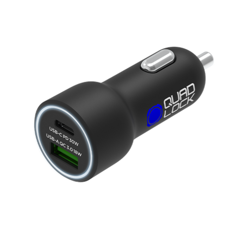 Quad Lock  Dual USB 12V Car Charger USB-A & USB-C (PD)