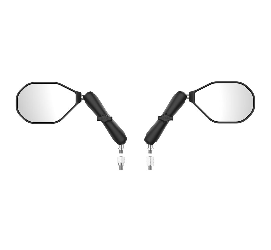 Tough-Mirror™-set met M10-1.25 Bases + Reverse Adapter - Long Arm