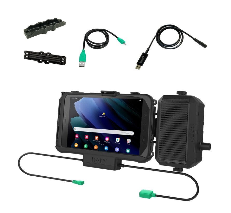 Powered Montage voor  Samsung Galaxy TAB Active2/ Active3/ Active 5 met Luidspreker