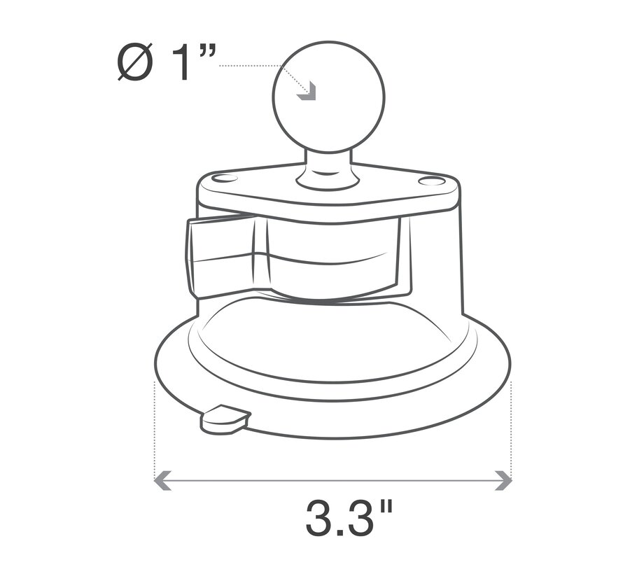 Suction Cup Twist Lock Base 1" Ball RAM-B-224-1U