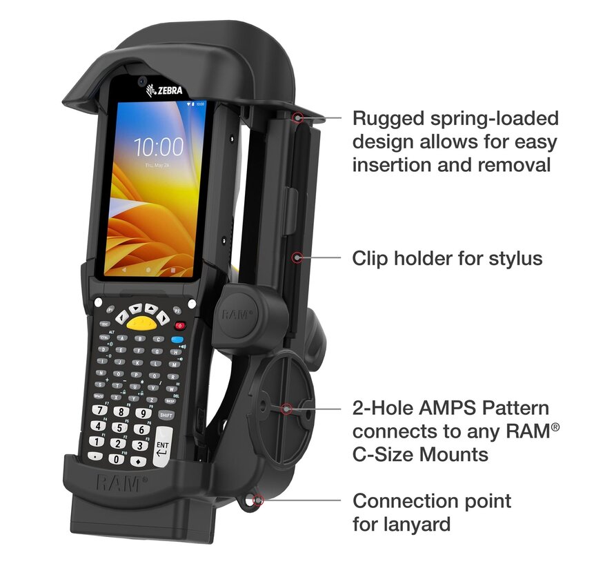 Veerbelaste houder voor Zebra MC9300/9400