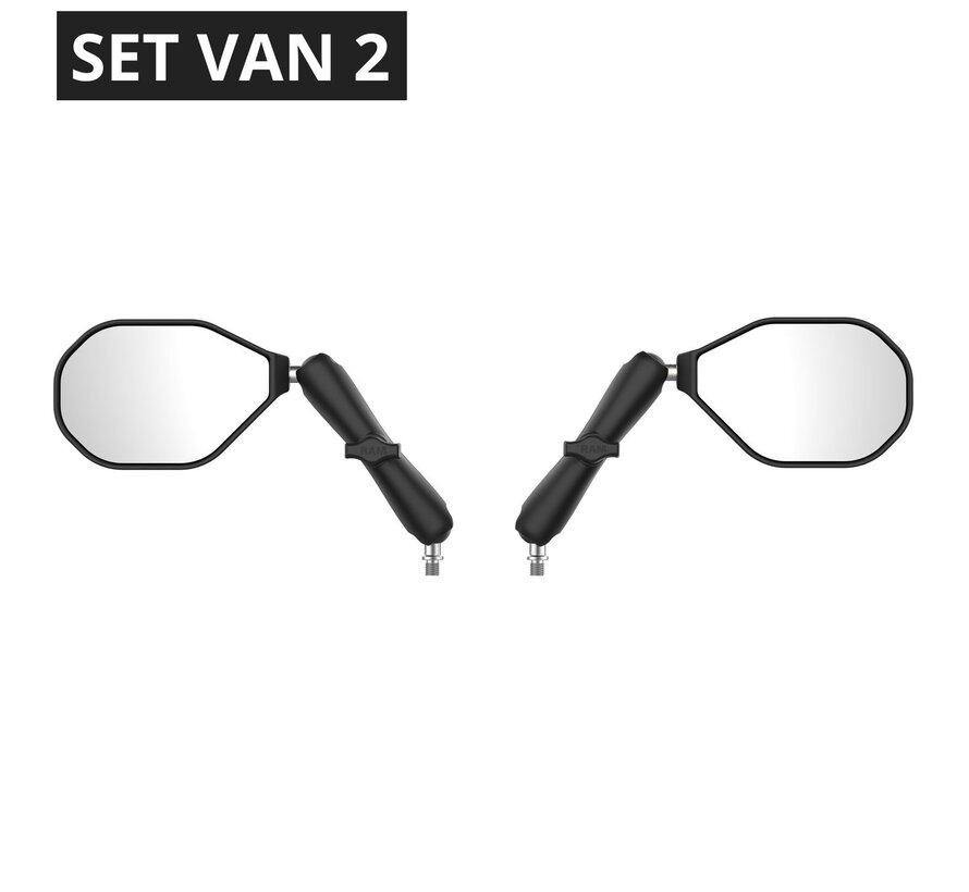 Tough-Mirror™-set met M10-1.25-base - lange arm