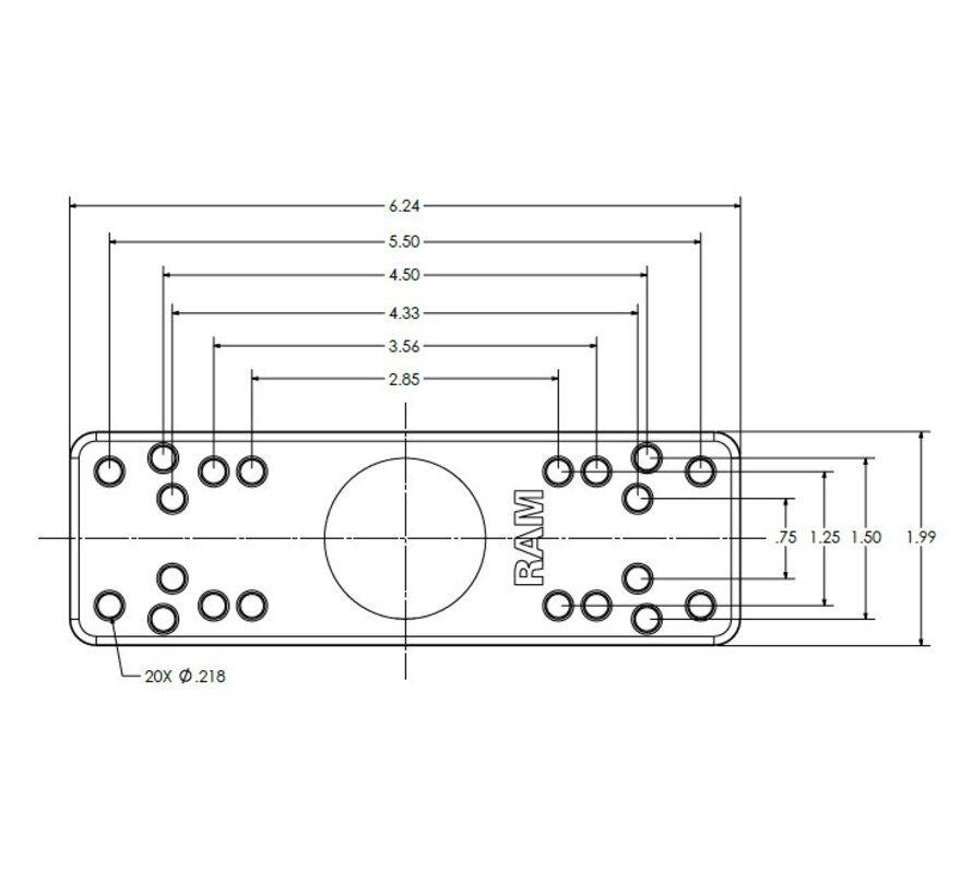 Universele Maritieme Elektronische Montage voor Vierkante Palen tot 3" Breed RAM-111-247U-3