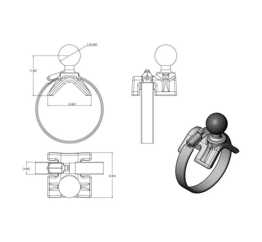 Grote Riem Slangklem Basis RAM-B-108B-STRAP40U