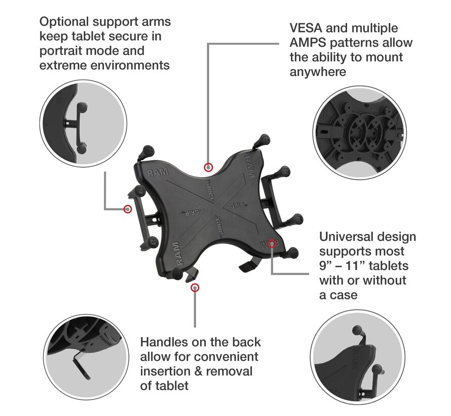 X-Grip 9-11" UN9U  tablet schroefvaste set