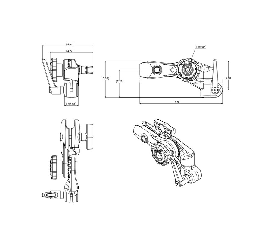 Ratchet & Swing Arm met 1/2" NPT-gat en enkele socketarm