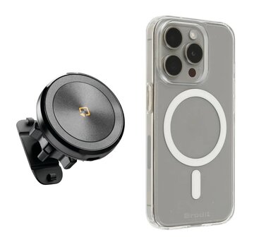 Lampa zelfklevende houder met draadloos opladen (magsafe) + Brodit iPhone hoes MagSafe