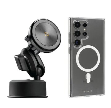 Lampa zuignap met magnetisch telefoonhouder draadloos opladen (magsafe) + Brodit Samsung hoes MagSafe