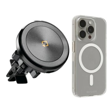 Lampa magnetische airvent telefoonhouder draadloos opladen (magsafe) + Brodit iPhone hoes MagSafe