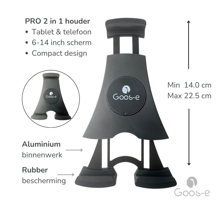 Tablet houder & Telefoonhouder PRO - buis pijpklem XL - hals 35/55 of 75 cm