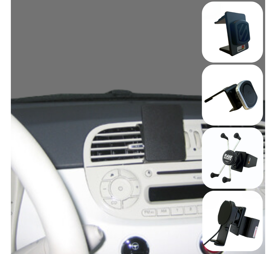 Proclip Fiat 500 07-15 Center mount NOT for Popstar met Telefoonhouder keuze