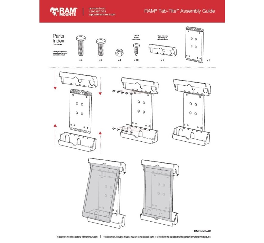Tab-Tite™ 9 "-10.5" Tablet Houder met Platte Oppervlakte Mount