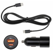 Brodit Lader 12/24V Brodit Dual usbA + usbC 2.4A QC 3.0 1.5m zwart