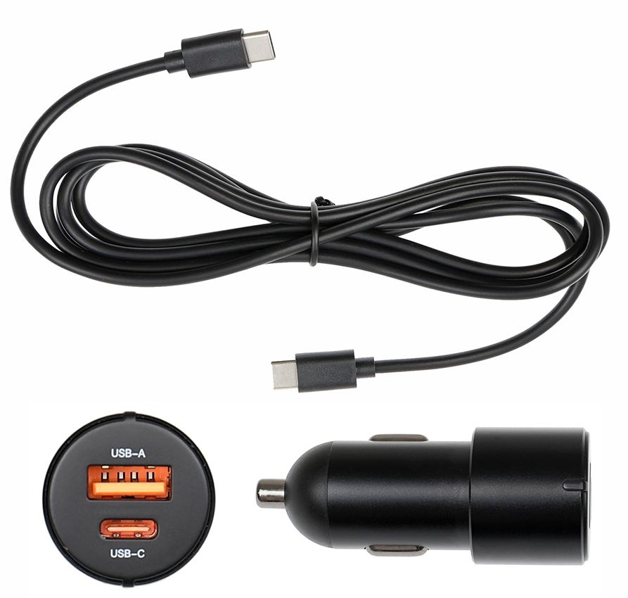 Brodit Lader 12/24V Brodit Dual usbA + usbC 2.4A QC 3.0 1.5m zwart