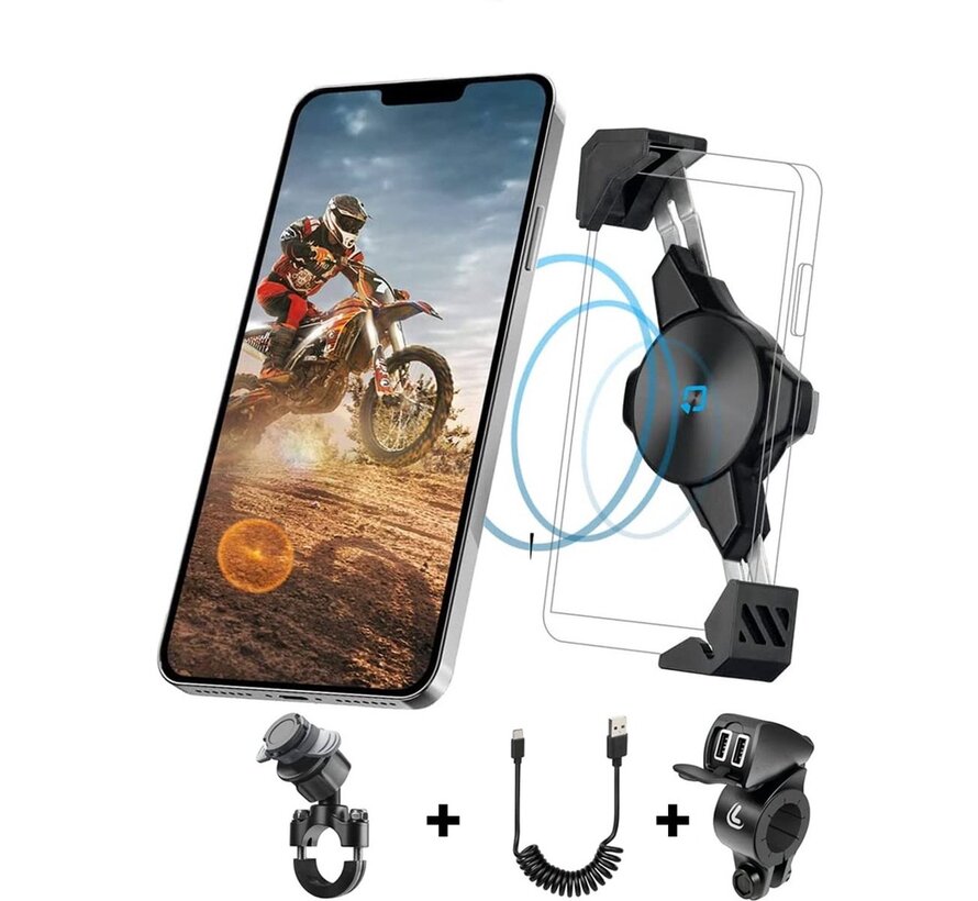 Chroma Universele Set - Smartphonehouder met Draadloze Oplader - USB lader