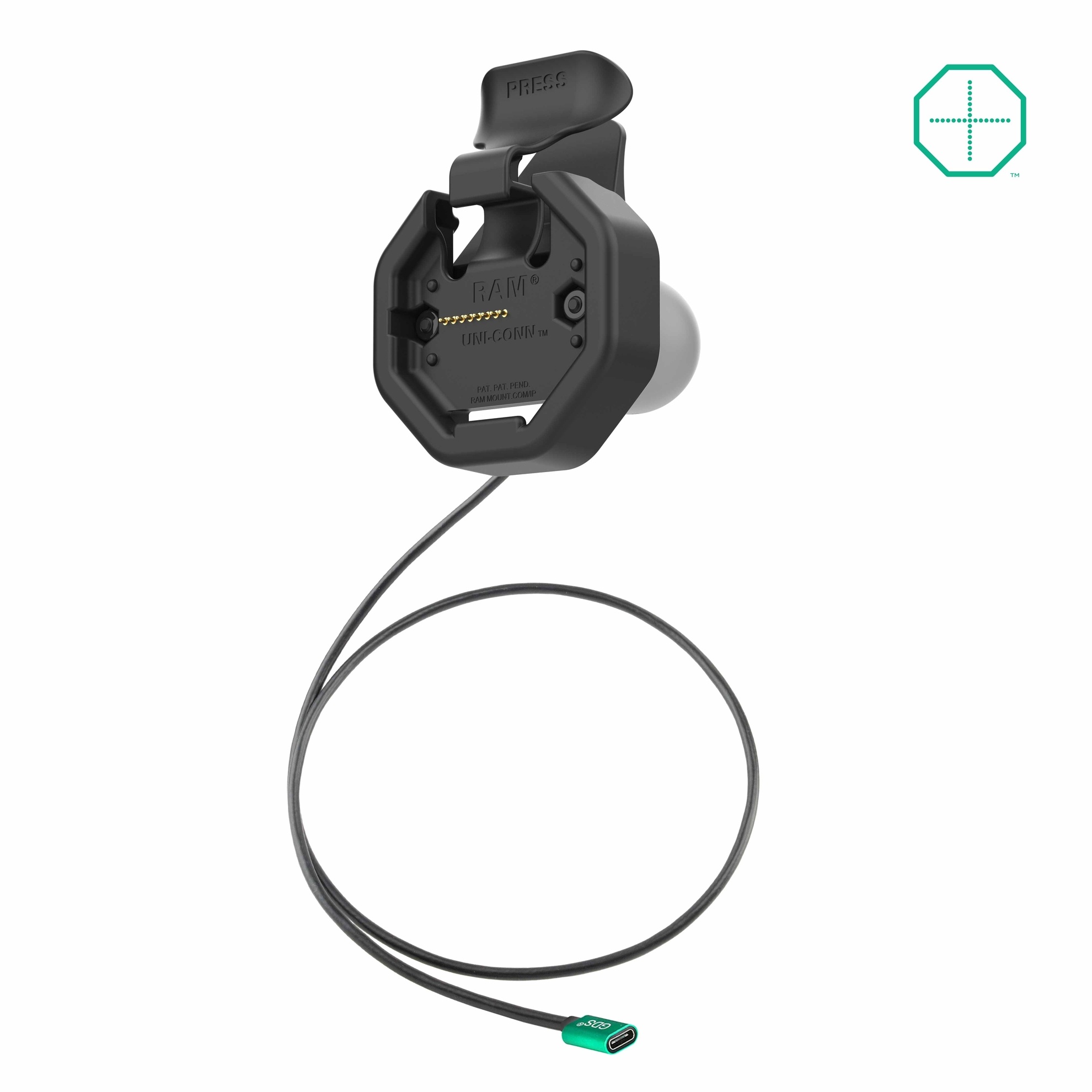 RAM Mount GDS® Uni-Conn™ Klik-In Dock met stroom via USB-C Connector