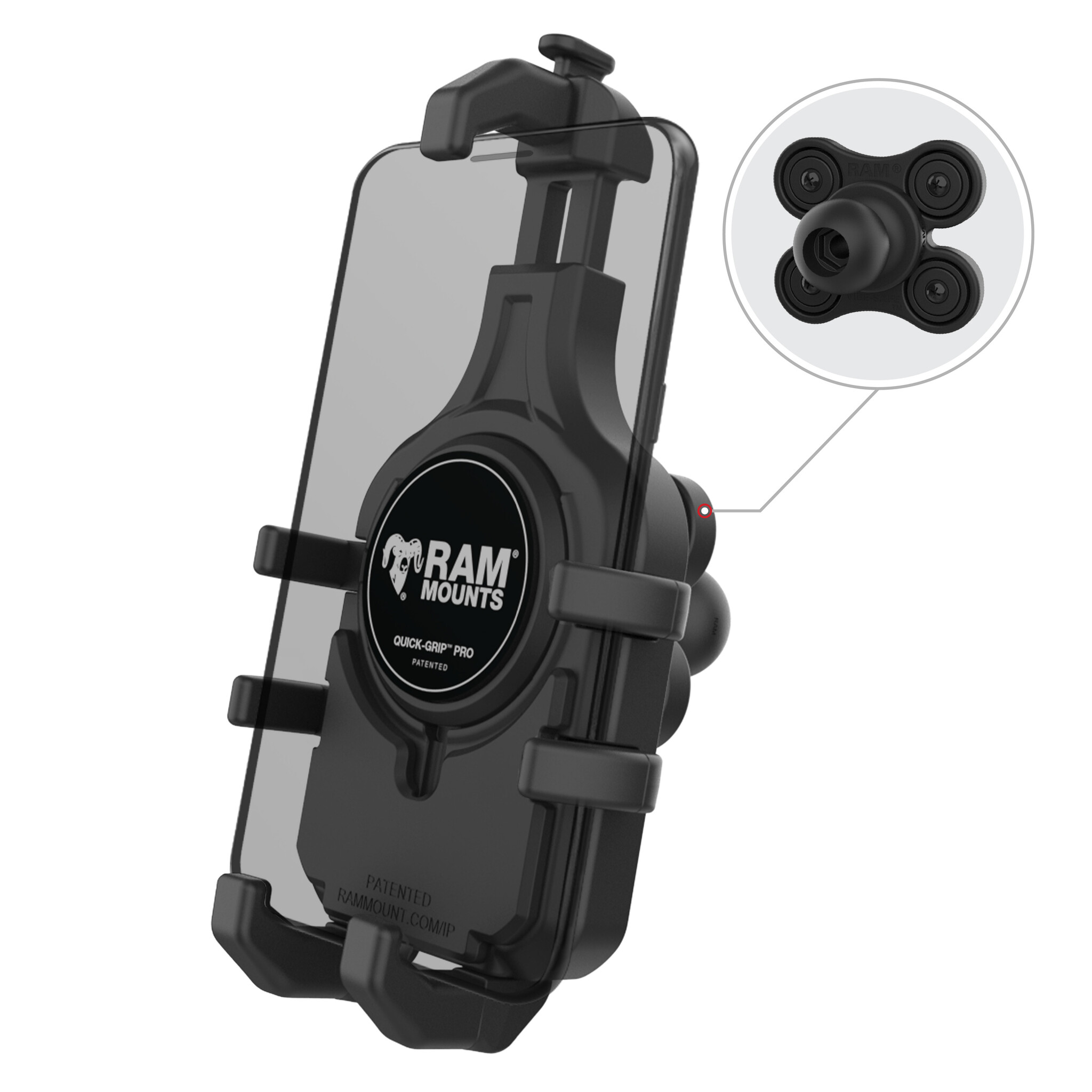 RAM Mount Quick-Grip™ Pro Telefoonhouder met Kogel en Trillingsdempers RAM-HOL-PD5BVU