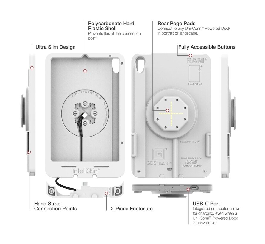 IntelliSkin® Thin-Case™ voor Apple iPad mini (A17 Pro) & mini 6 (Pogo Pads aan achterkant)