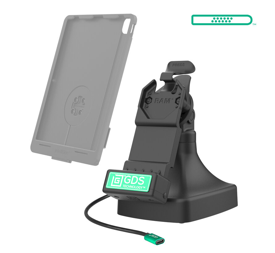 GDS® Uni-Conn™ Kantel- en Draai Kiosk Dock met oplaadfunctie via USB-C
