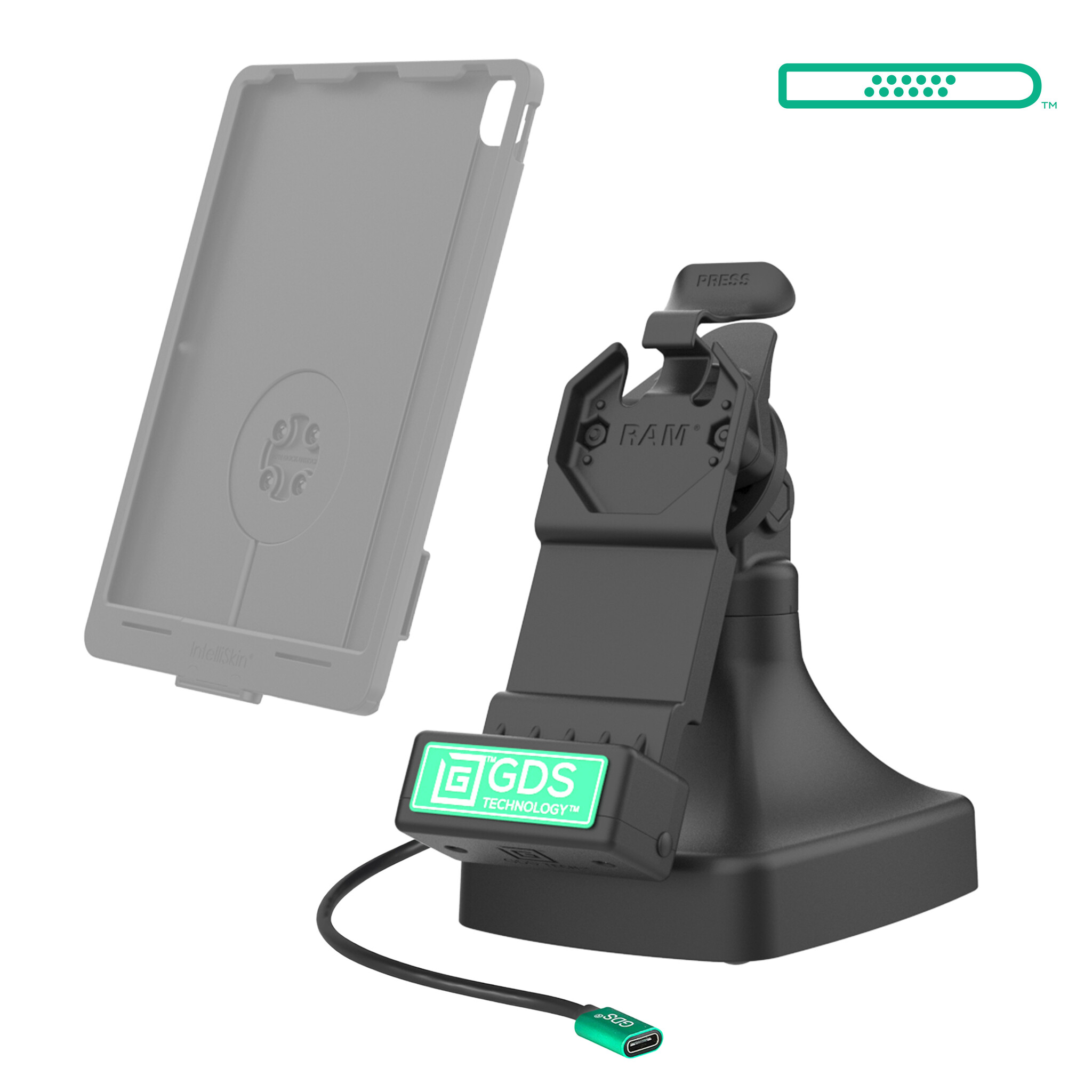 RAM Mount GDS® Uni-Conn™ Kantel- en Draai Kiosk Dock met oplaadfunctie via USB-C