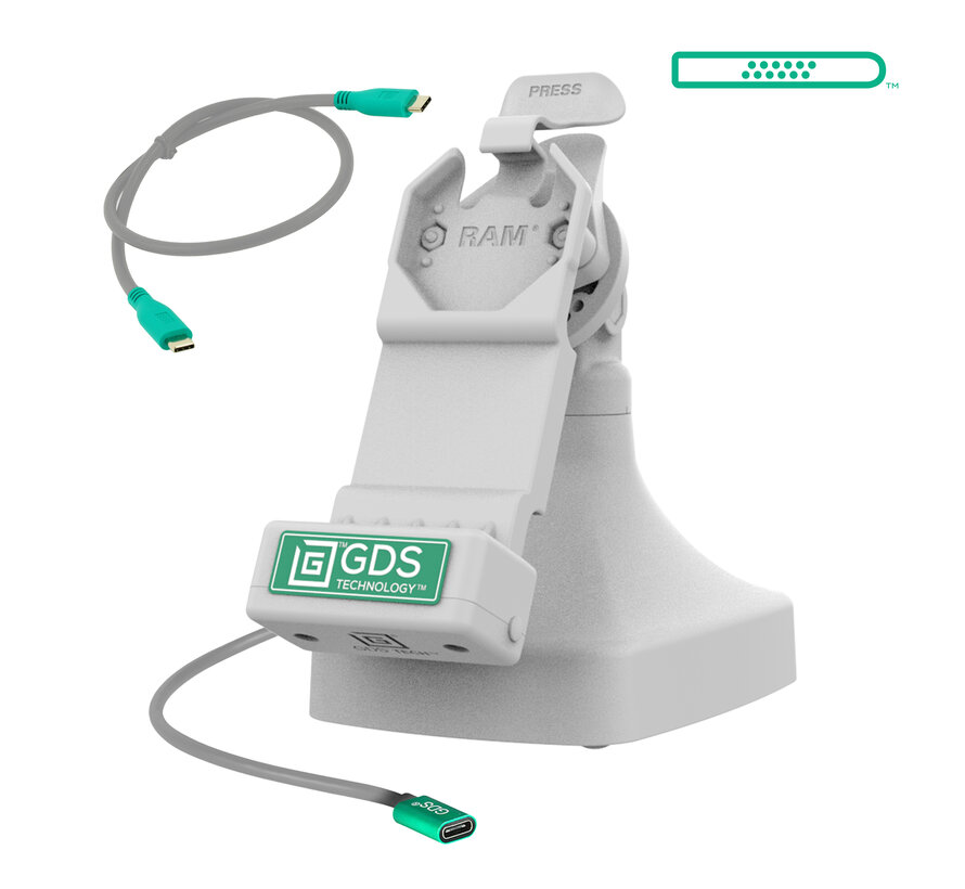 GDS® Uni-Conn™ Kantel- en Draai Kiosk Dock met oplaadfunctie via USB-C