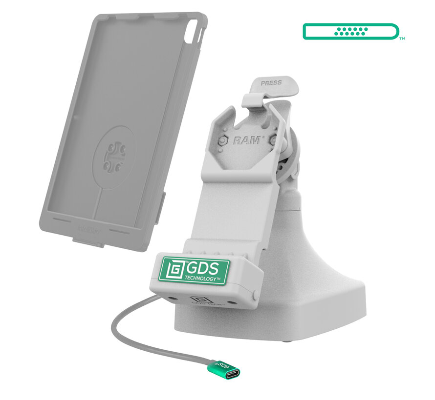 GDS® Uni-Conn™ Kantel- en Draai Kiosk Dock met oplaadfunctie via USB-C