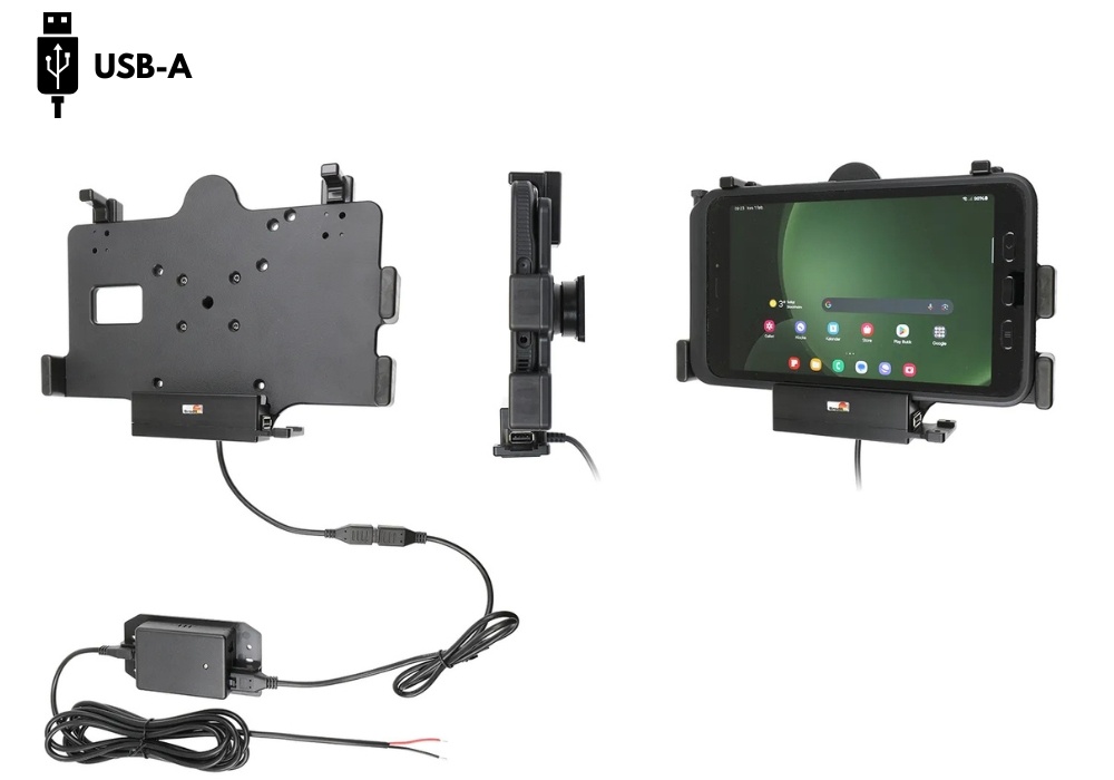 Brodit houder/lader Samsung Gal. TAB Active3/5 + USB A/C poort, Molex