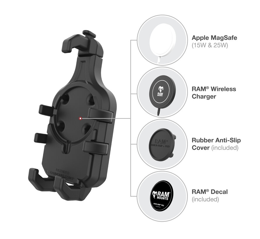 Quick-Grip™ Pro Telefoonbevestiging met Trillingsdemping + U-Bout Basis
