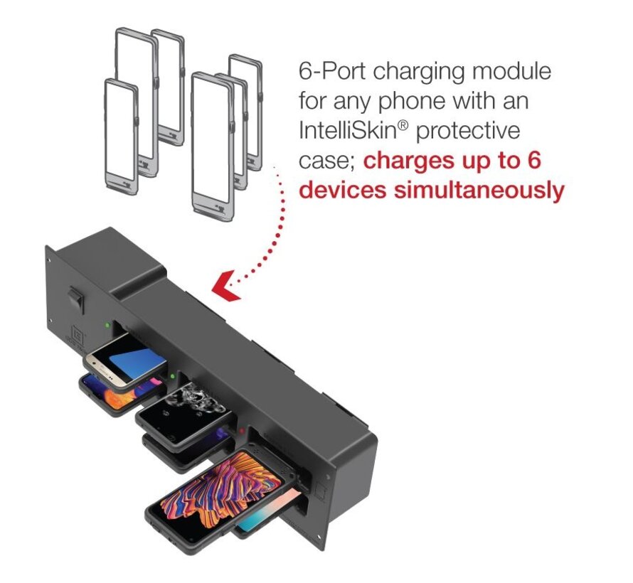 GDS® 6-poorts oplaadmodule voor IntelliSkin®-telefoons in kasten