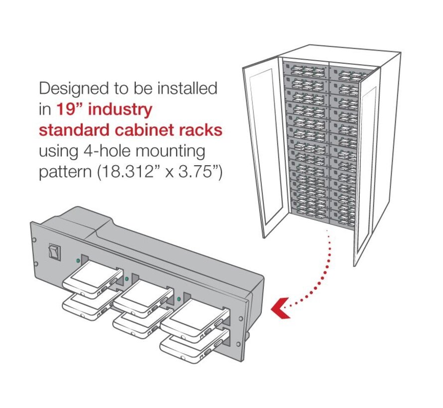 GDS® 6-poorts oplaadmodule voor IntelliSkin®-telefoons in kasten