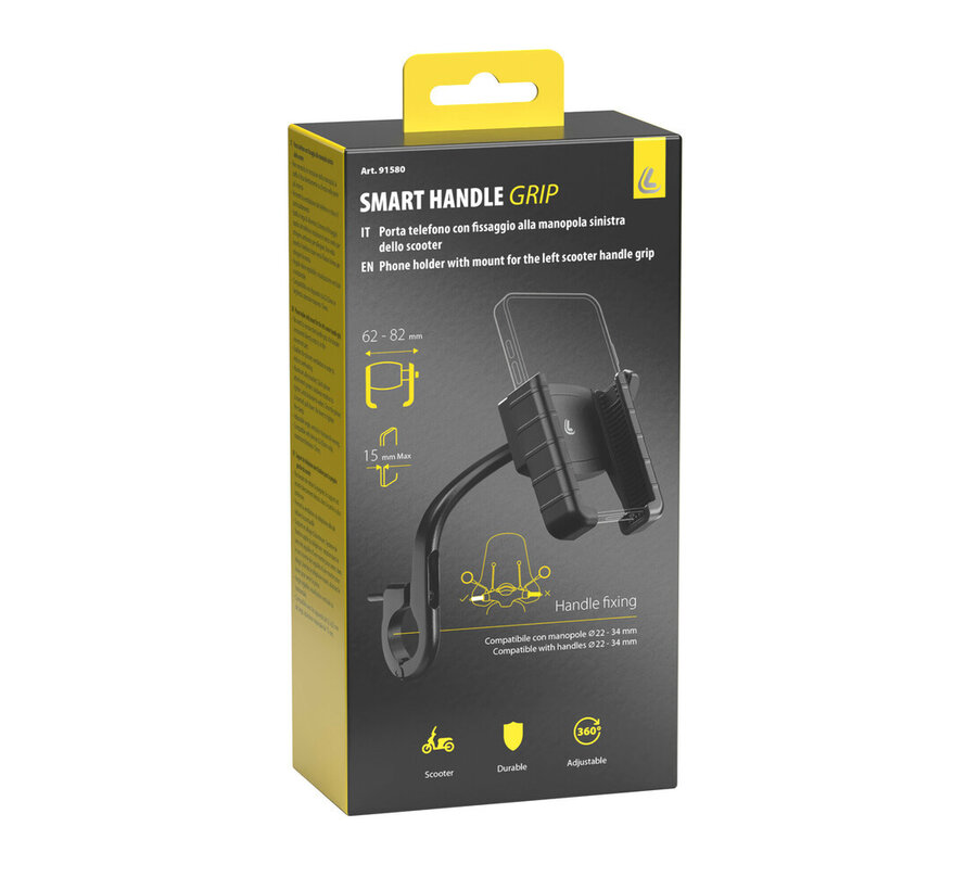 Smart Handle Grip, telefoonhouder met bevestiging voor de linker handgreep van  scooter