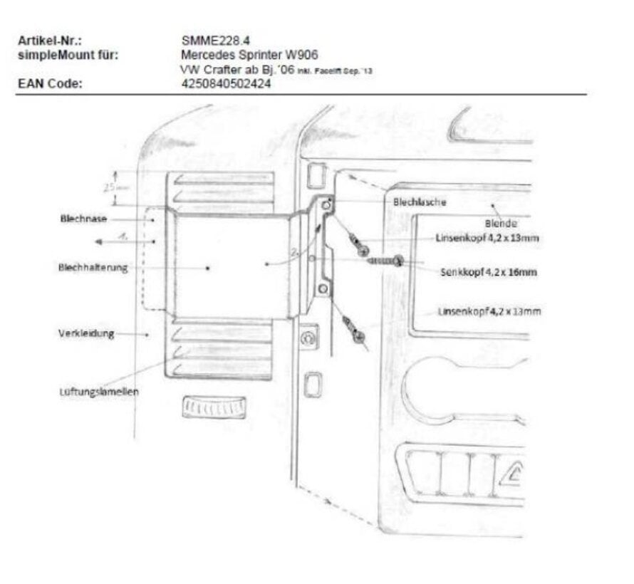 simpleMount voor VW Crafter/ Mercedes Sprinter  '06-'17