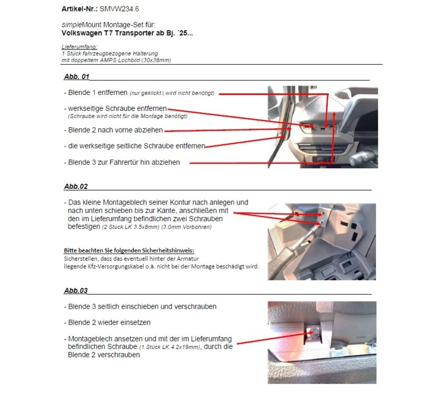 simpleMount voor VW T7 Transporter vanaf Bj. 2025