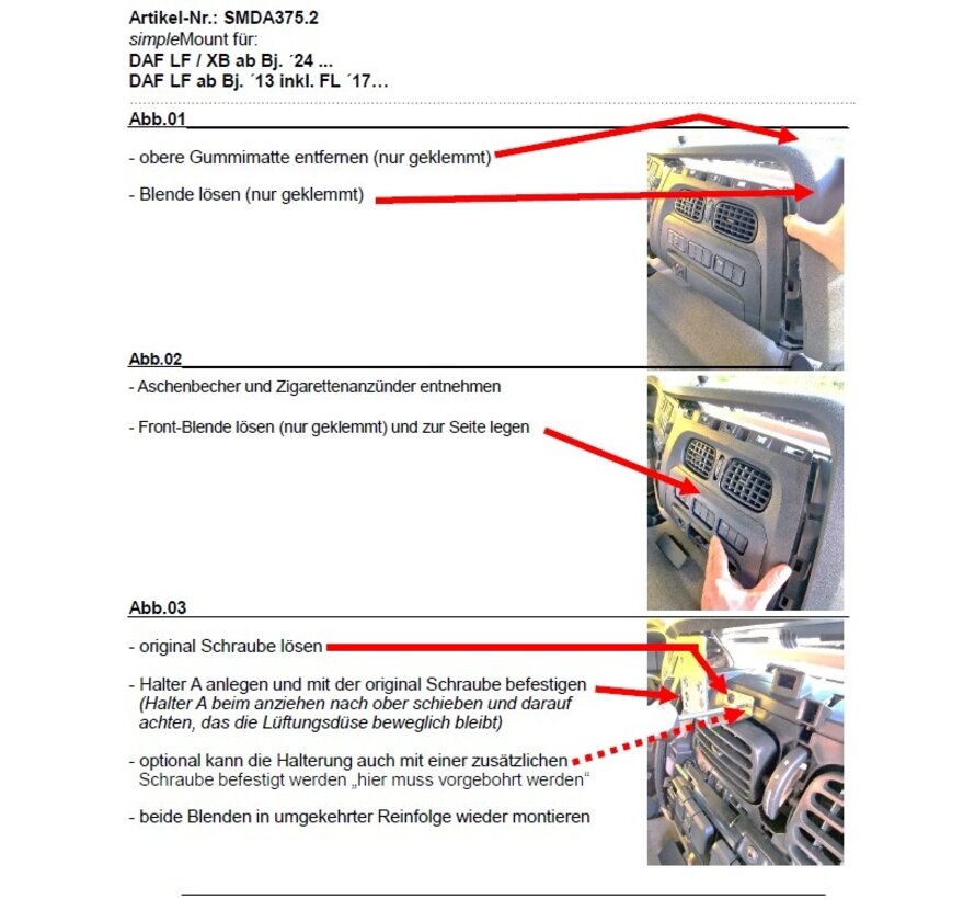 simpleMount voor DAF LF vanaf Bj.´21/ DAF XB vanaf Bj.´24