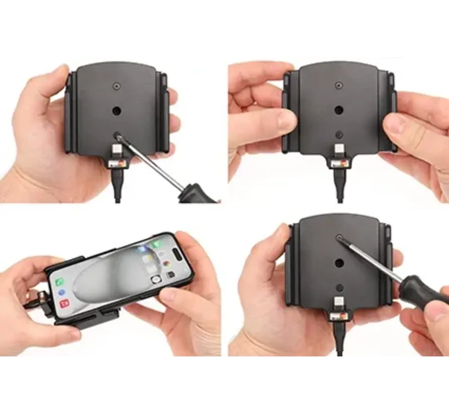 Smartphone houder Universeel  75-89mm / dik 6-10mm met USB-C