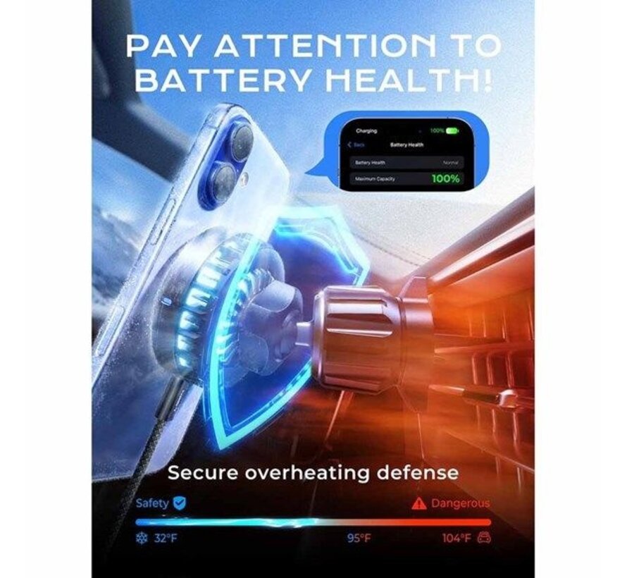 Fix2Car wireless Qi2 charger 15W Magsafe. Met koeling