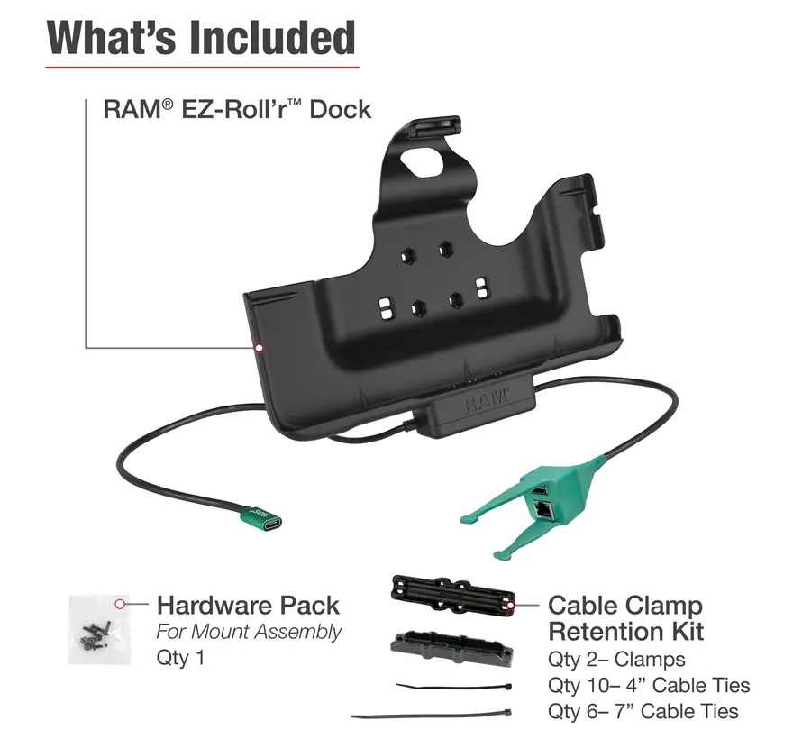 USB-C Gevoede Dock + USB-A & RJ45 Data voor Samsung Tab Active4/5 Pro & Tab Active Pro
