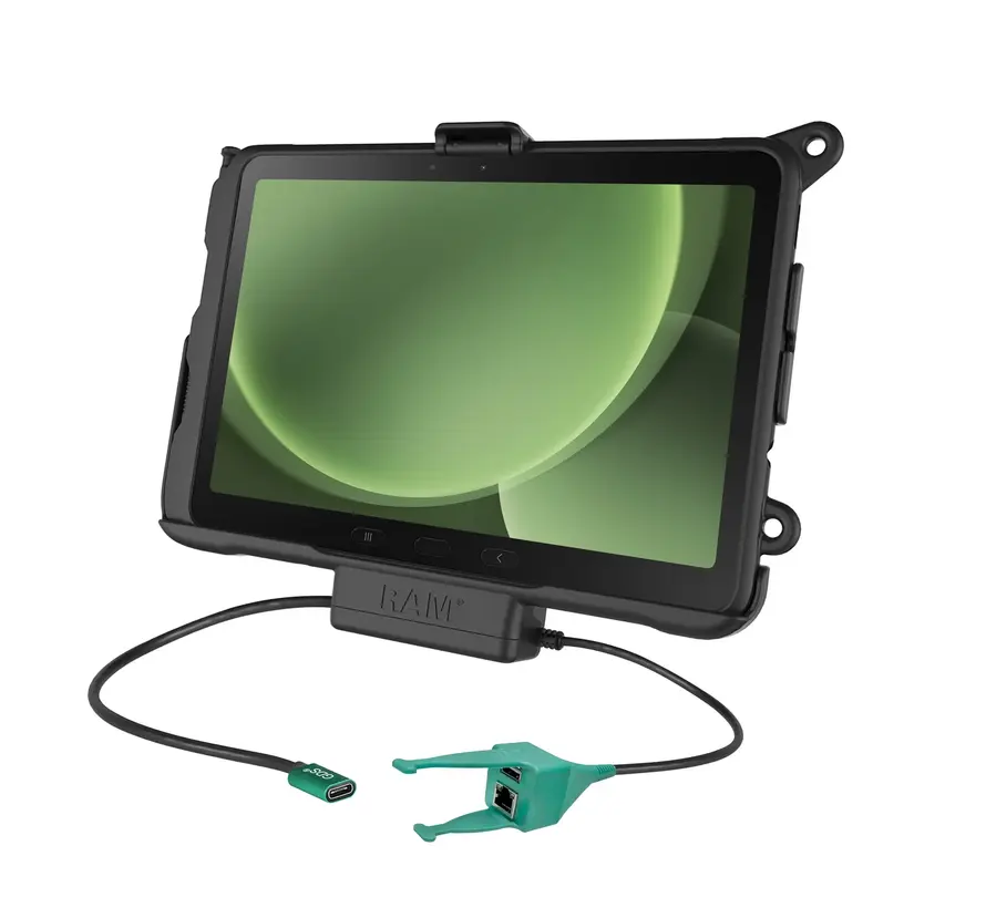 USB-C Gevoede Dock + USB-A & RJ45 Data voor Samsung Tab Active4/5 Pro & Tab Active Pro