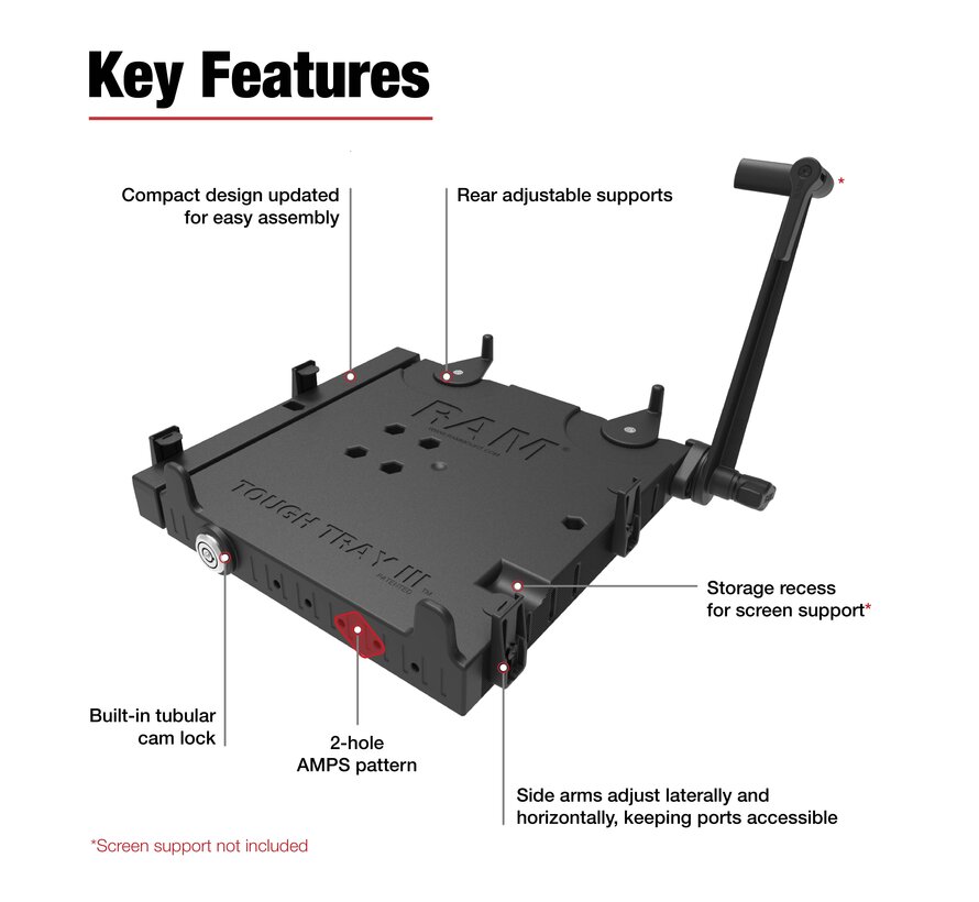 Tough-Tray™ III laptoptray met veermechanisme
