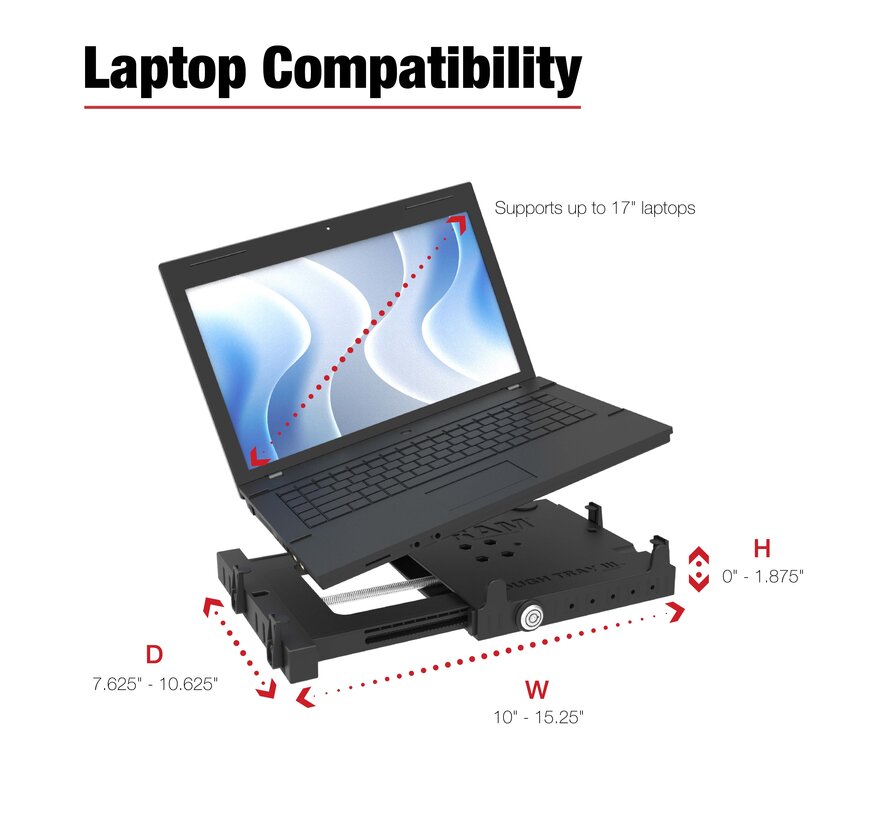 Tough-Tray™ III laptoptray met veermechanisme
