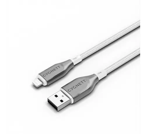 Cygnett Armoured Braided Lightning to USB Cable 2m Wit