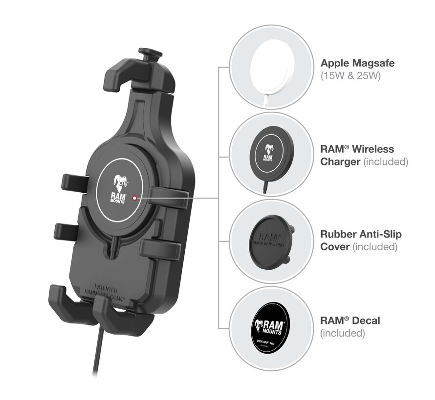 Quick-Grip™ Pro Telefoonhouder met Qi2 15W Draadloze Oplader