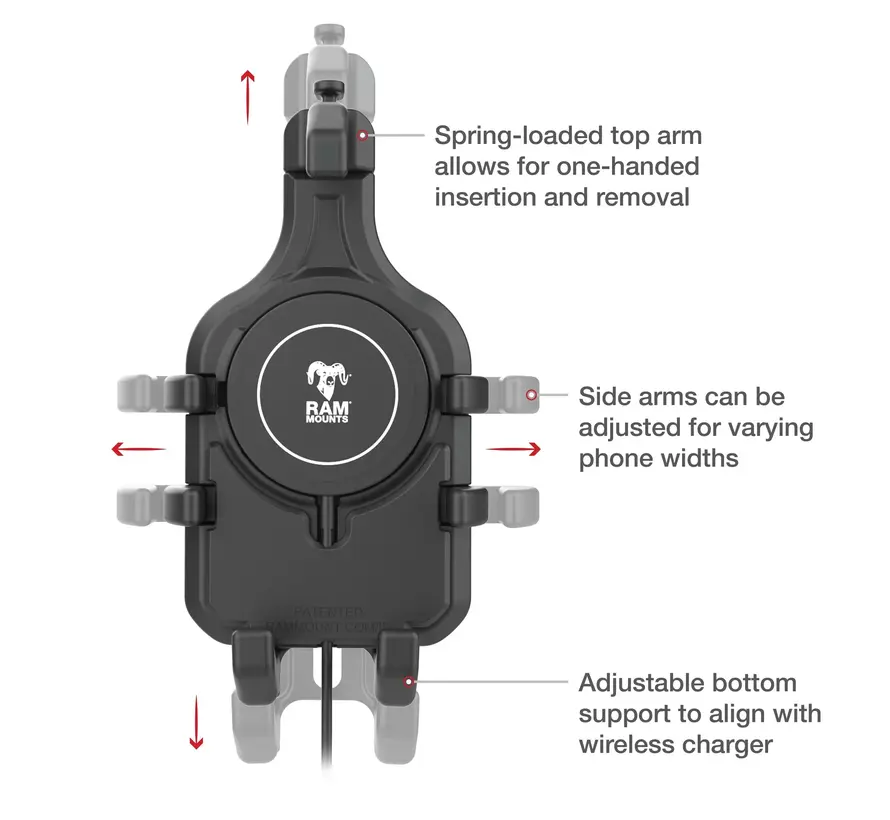 Quick-Grip™ Pro Qi2 15W Waterdichte Motor Telefoonhouder met U-Beugel