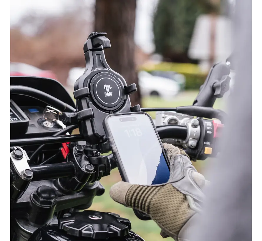 Quick-Grip™ Pro Qi2 15W Waterdichte Motor Telefoonhouder met U-Beugel en Trillingsdemper