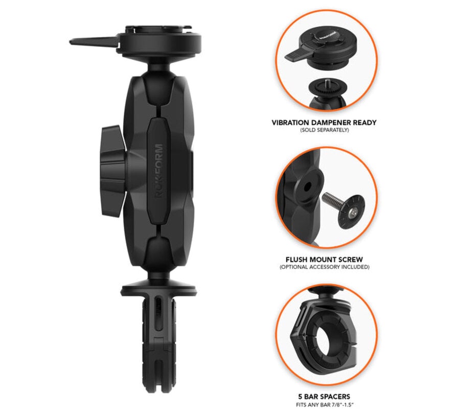 Pro Ball motorfiets stuur telefoonhouder + Rokform motor draadloze oplader met trillingsdemper