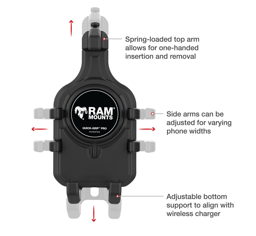 Quick-Grip™ Pro telefoonhouder met Medium Torque™ basis