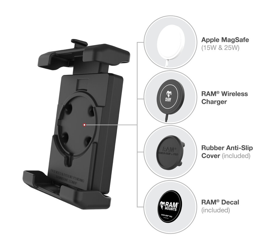 Quick-Grip™ Pro XL telefoonhouder met Medium Torque™ basis