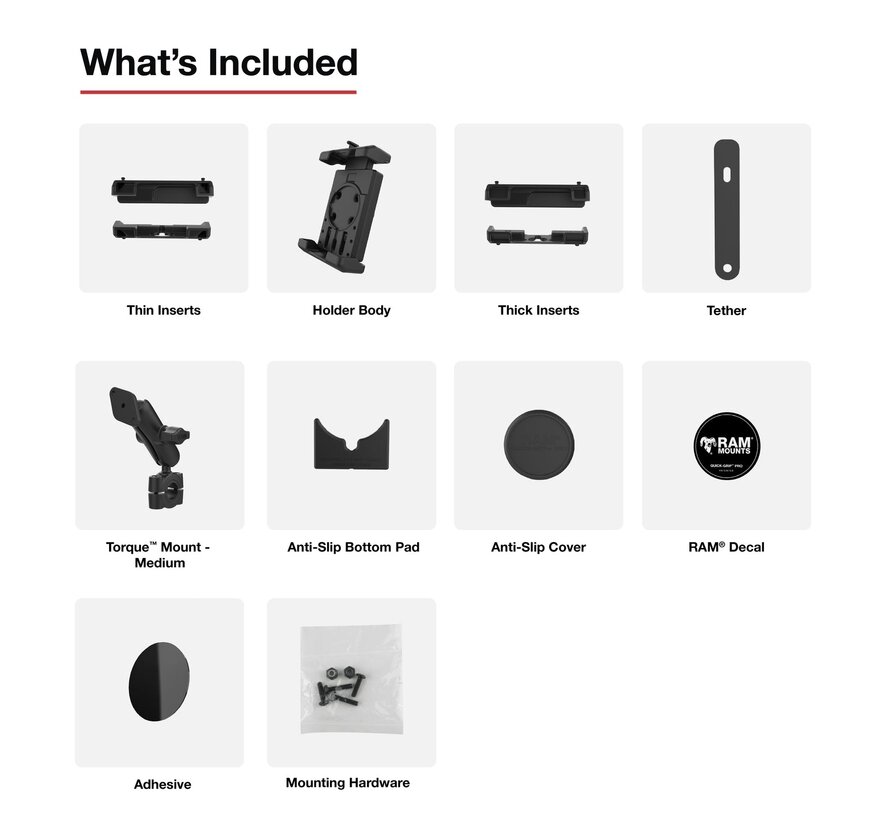 Quick-Grip™ Pro XL telefoonhouder met Medium Torque™ basis