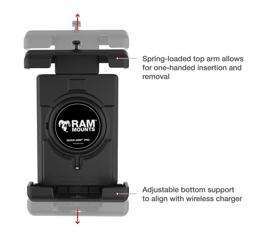 Quick-Grip™ Pro XL telefoonhouder met kleine Tough-Claw™ basis