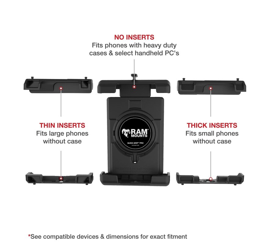 Quick-Grip™ Pro XL telefoonhouder met kleine Tough-Claw™ basis